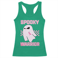 Breast Cancer Halloween Racerback Tank Top Ghost Wear Pink Ribbon Spooky Warrior - Wonder Print Shop