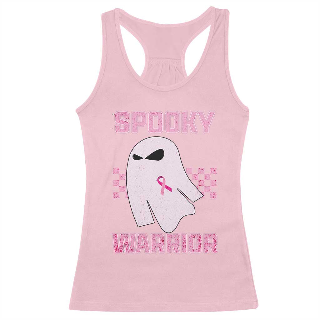 Breast Cancer Halloween Racerback Tank Top Ghost Wear Pink Ribbon Spooky Warrior - Wonder Print Shop