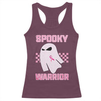 Breast Cancer Halloween Racerback Tank Top Ghost Wear Pink Ribbon Spooky Warrior - Wonder Print Shop