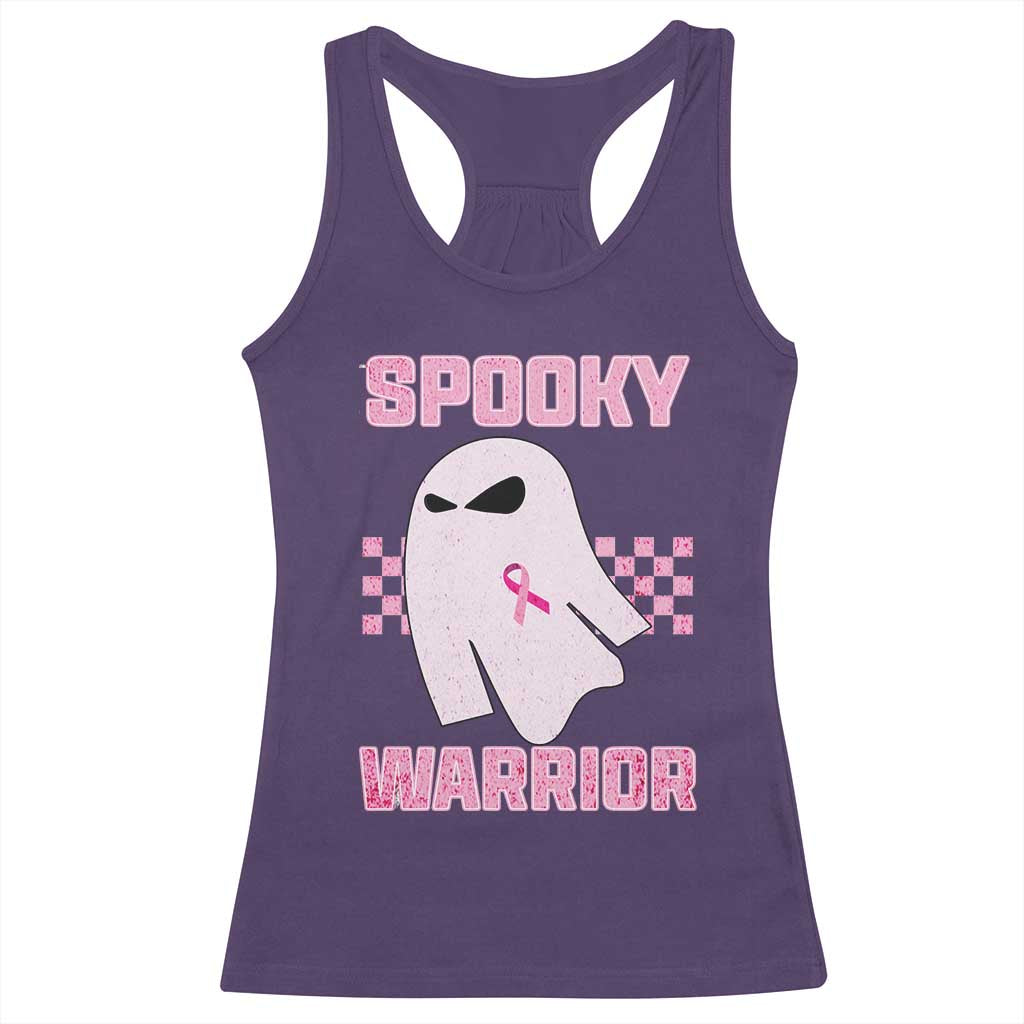 Breast Cancer Halloween Racerback Tank Top Ghost Wear Pink Ribbon Spooky Warrior - Wonder Print Shop
