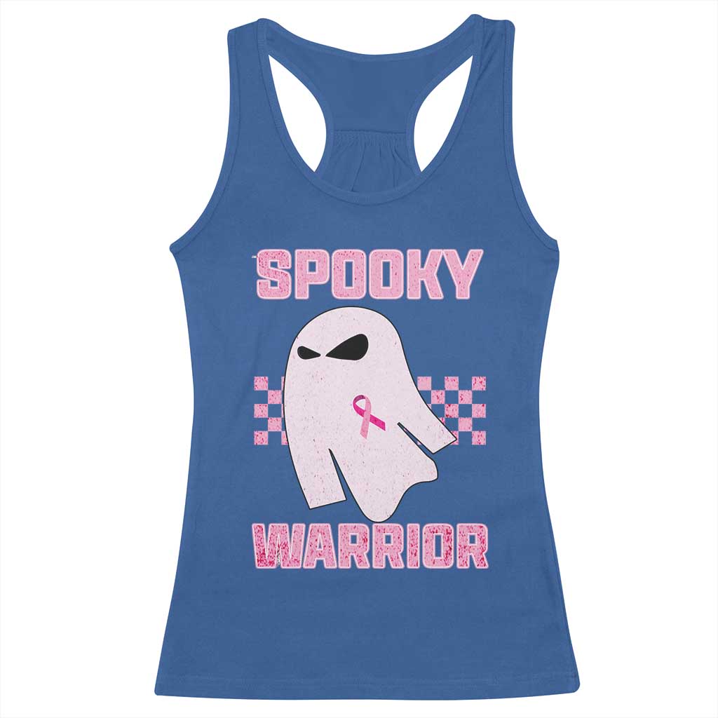 Breast Cancer Halloween Racerback Tank Top Ghost Wear Pink Ribbon Spooky Warrior - Wonder Print Shop