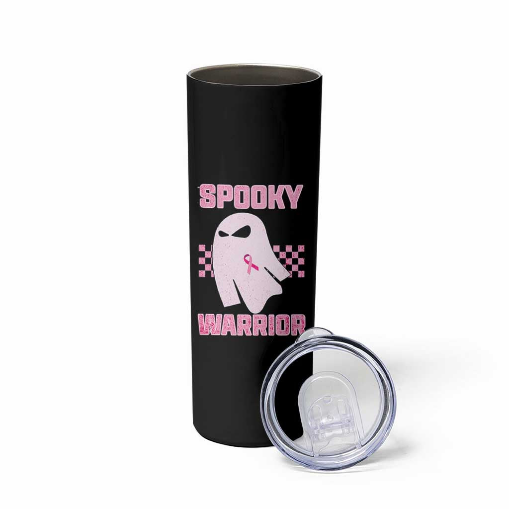 Breast Cancer Halloween Skinny Tumbler Ghost Wear Pink Ribbon Spooky Warrior - Wonder Print Shop