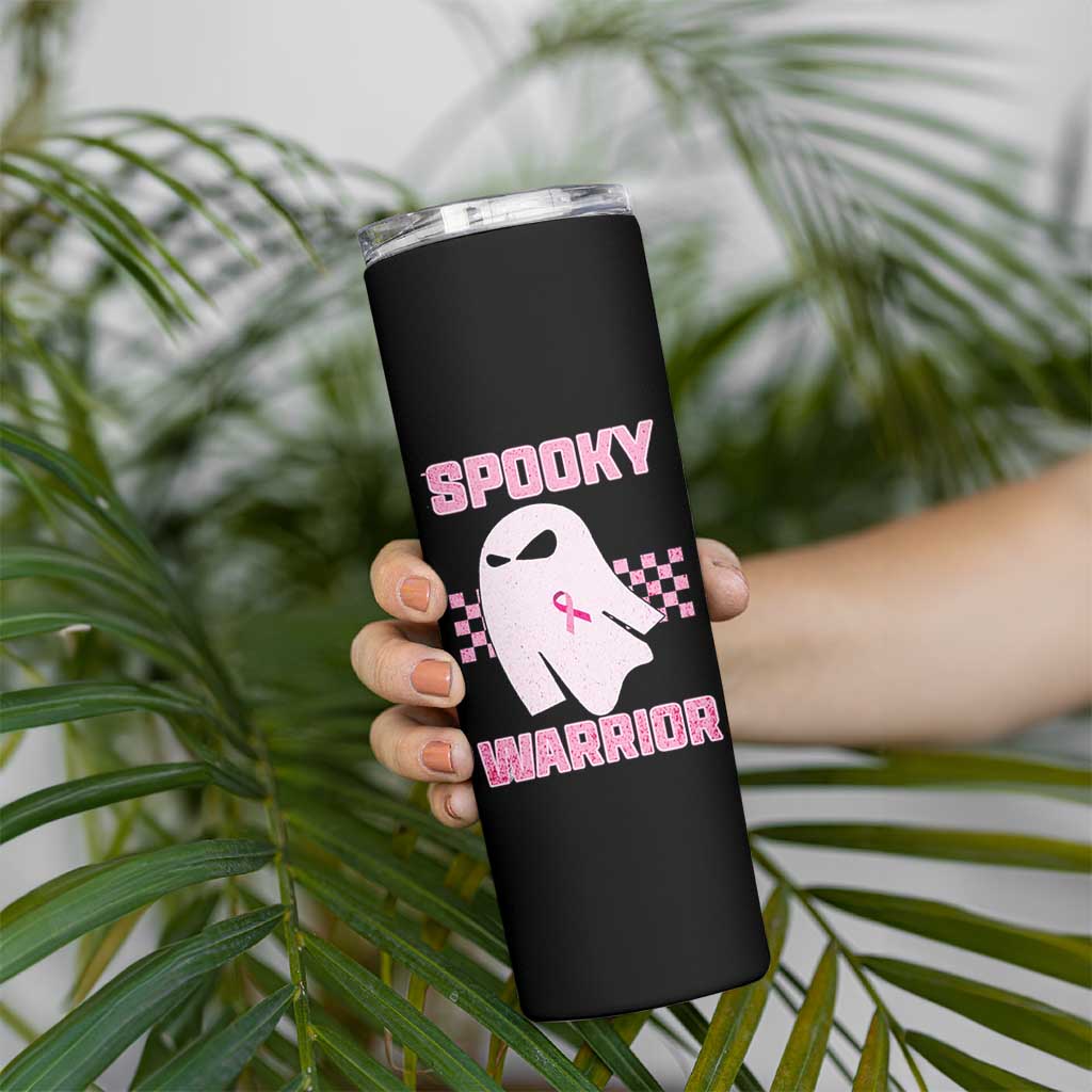 Breast Cancer Halloween Skinny Tumbler Ghost Wear Pink Ribbon Spooky Warrior - Wonder Print Shop