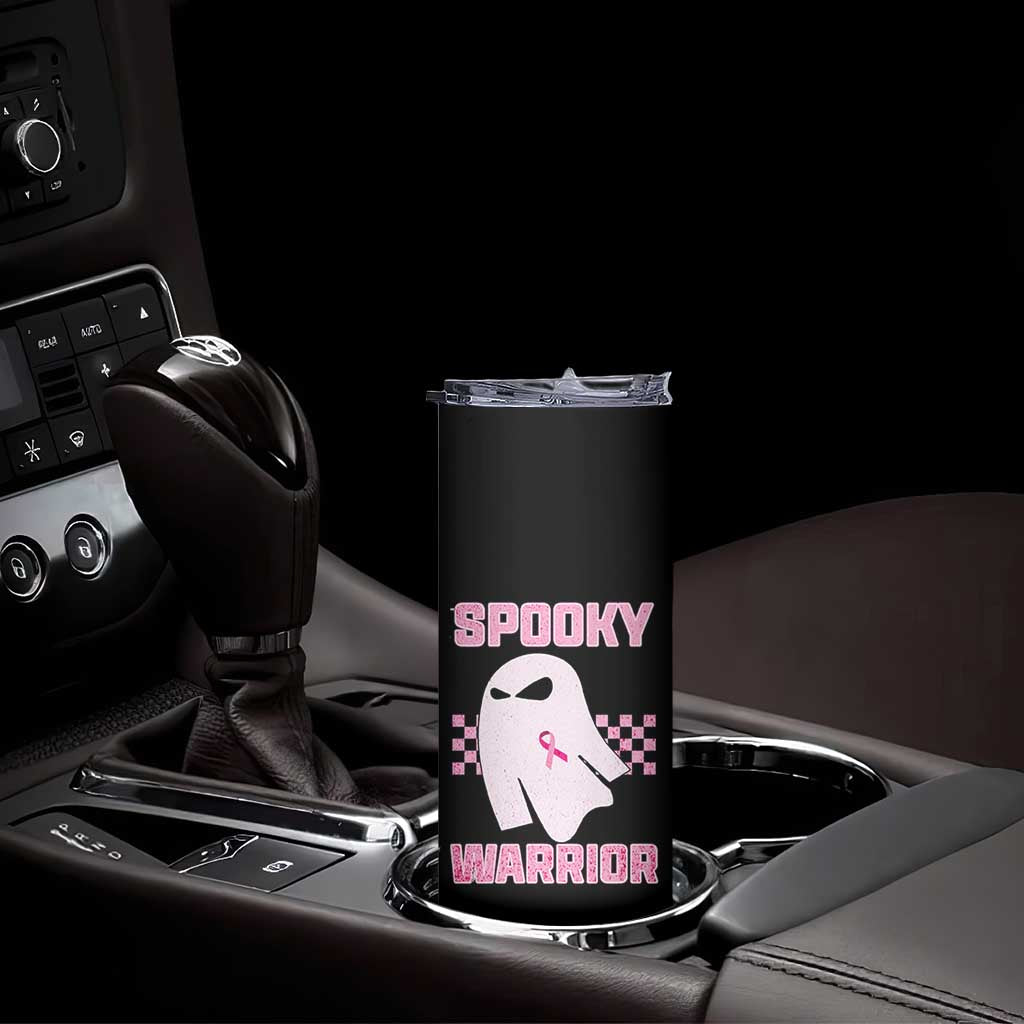 Breast Cancer Halloween Skinny Tumbler Ghost Wear Pink Ribbon Spooky Warrior - Wonder Print Shop