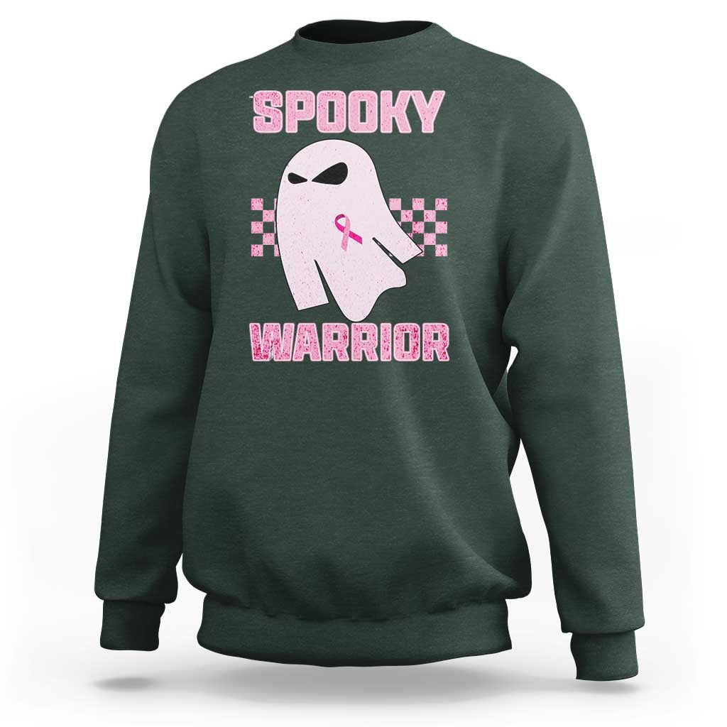Breast Cancer Halloween Sweatshirt Ghost Wear Pink Ribbon Spooky Warrior - Wonder Print Shop