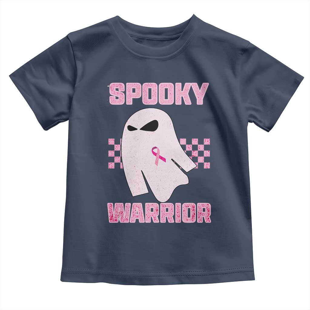 Breast Cancer Halloween Toddler T Shirt Ghost Wear Pink Ribbon Spooky Warrior - Wonder Print Shop