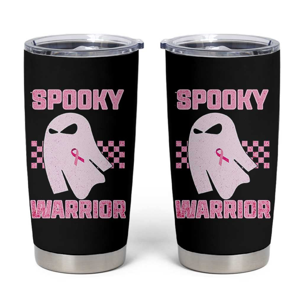 Breast Cancer Halloween Tumbler Cup Ghost Wear Pink Ribbon Spooky Warrior - Wonder Print Shop