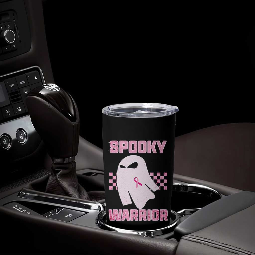 Breast Cancer Halloween Tumbler Cup Ghost Wear Pink Ribbon Spooky Warrior - Wonder Print Shop