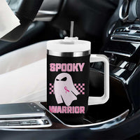 Breast Cancer Halloween Tumbler With Handle Ghost Wear Pink Ribbon Spooky Warrior - Wonder Print Shop