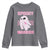 Breast Cancer Halloween Youth Sweatshirt Ghost Wear Pink Ribbon Spooky Warrior - Wonder Print Shop