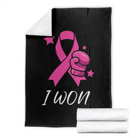 Pink Ribbon Throw Blanket I Won Breast Cancer Awareness - Wonder Print Shop