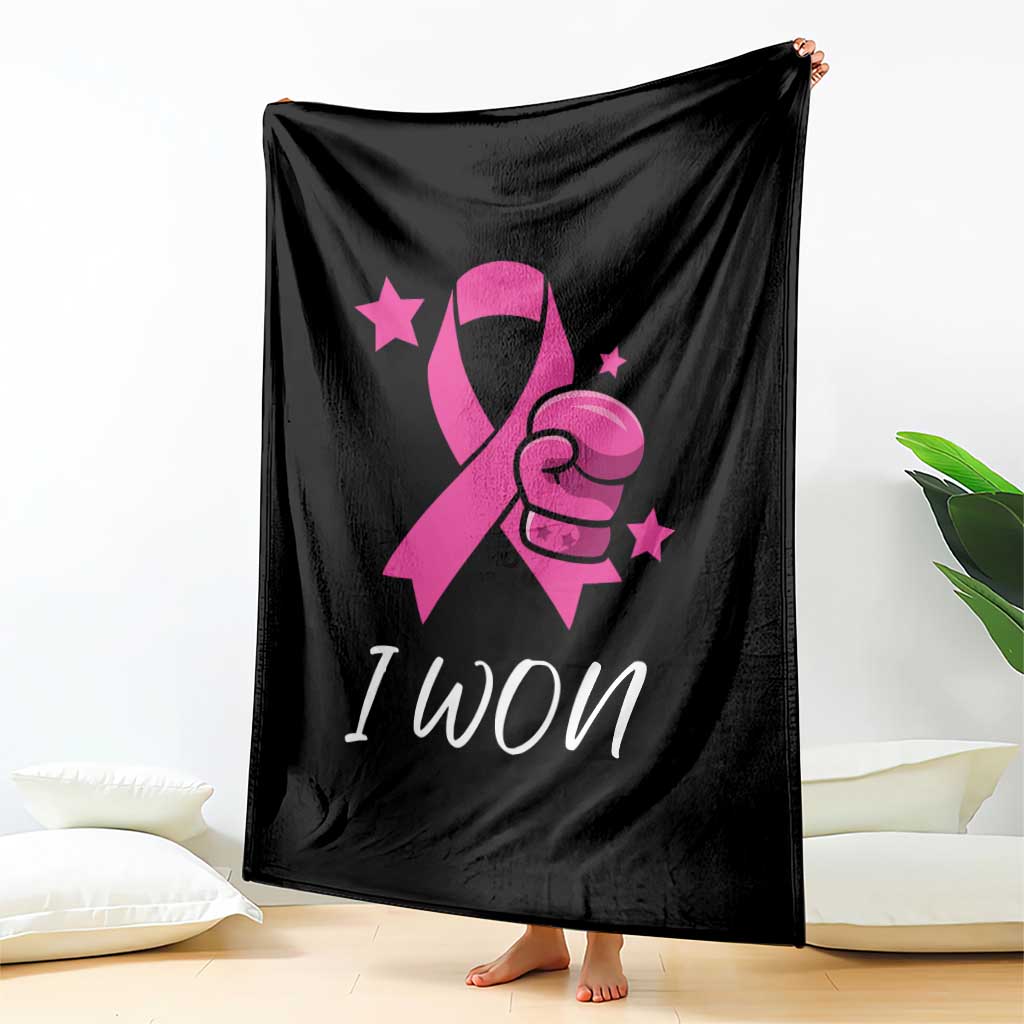 Pink Ribbon Throw Blanket I Won Breast Cancer Awareness - Wonder Print Shop
