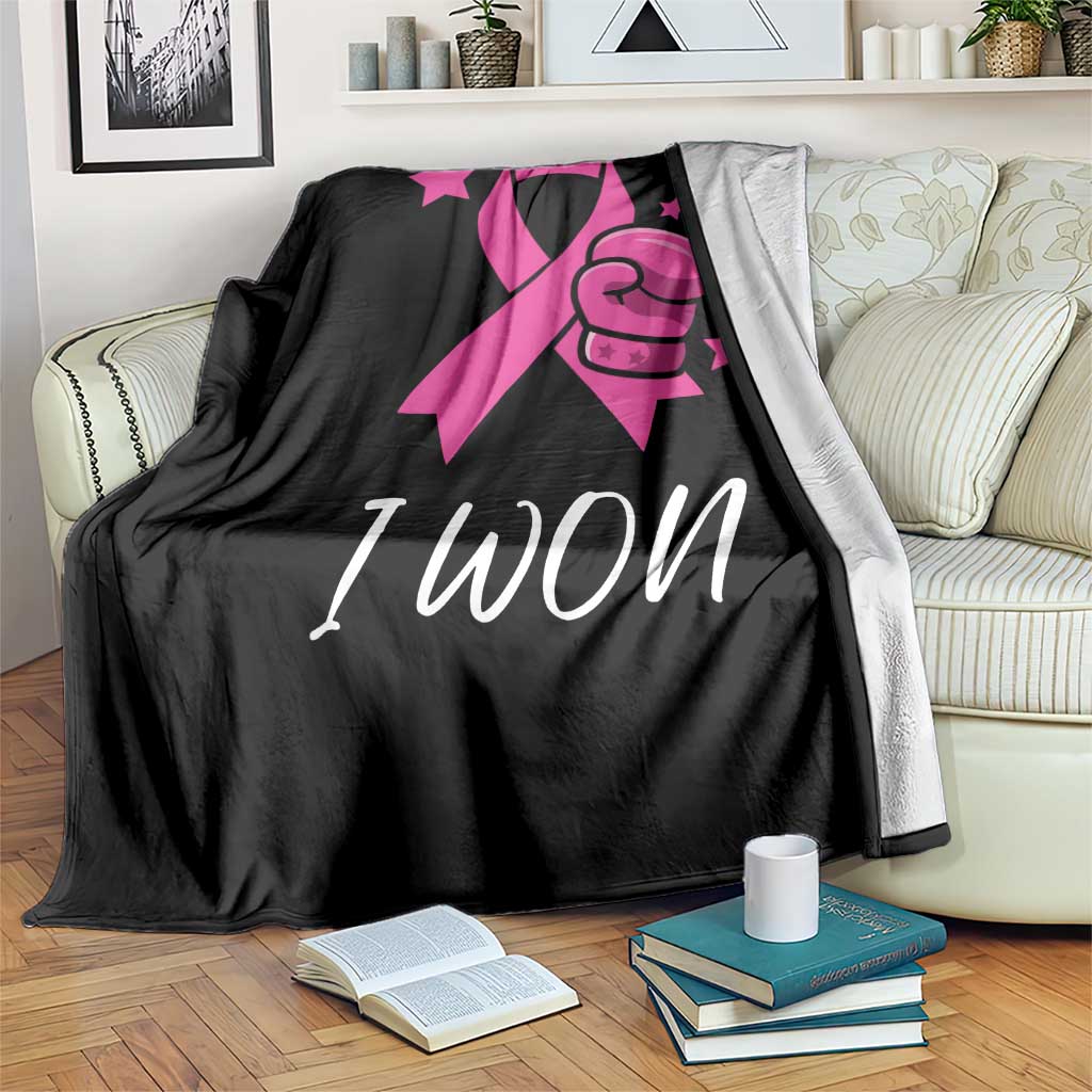 Pink Ribbon Throw Blanket I Won Breast Cancer Awareness - Wonder Print Shop