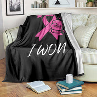 Pink Ribbon Throw Blanket I Won Breast Cancer Awareness - Wonder Print Shop