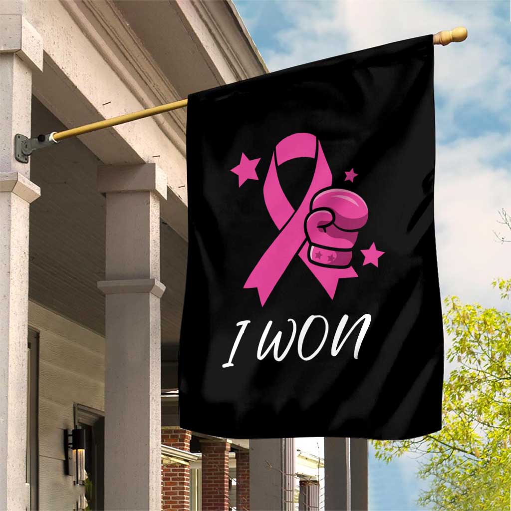 Pink Ribbon Garden Flag I Won Breast Cancer Awareness - Wonder Print Shop