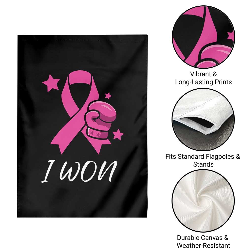 Pink Ribbon Garden Flag I Won Breast Cancer Awareness - Wonder Print Shop