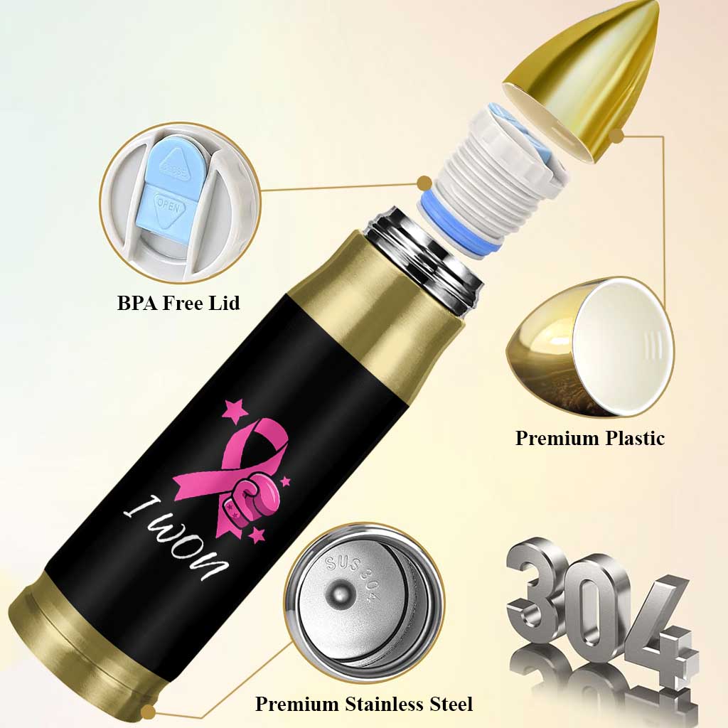 Pink Ribbon Bullet Tumbler I Won Breast Cancer Awareness - Wonder Print Shop