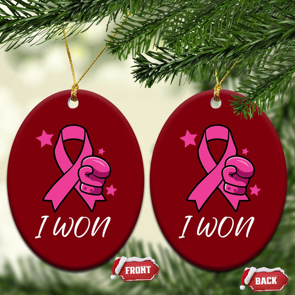 Pink Ribbon Ceramic Ornament I Won Breast Cancer Awareness - Wonder Print Shop