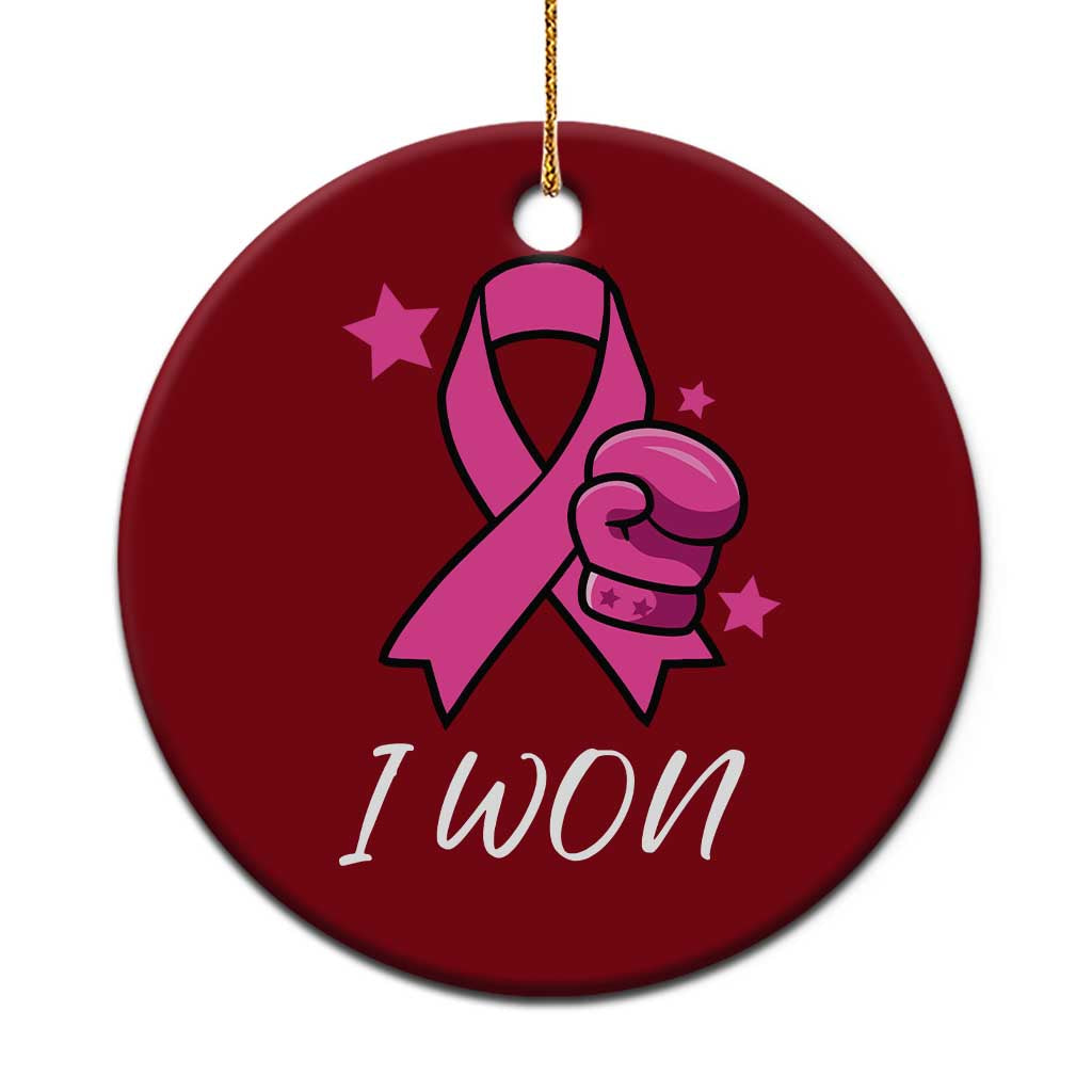 Pink Ribbon Ceramic Ornament I Won Breast Cancer Awareness - Wonder Print Shop