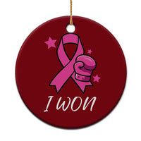 Pink Ribbon Ceramic Ornament I Won Breast Cancer Awareness - Wonder Print Shop
