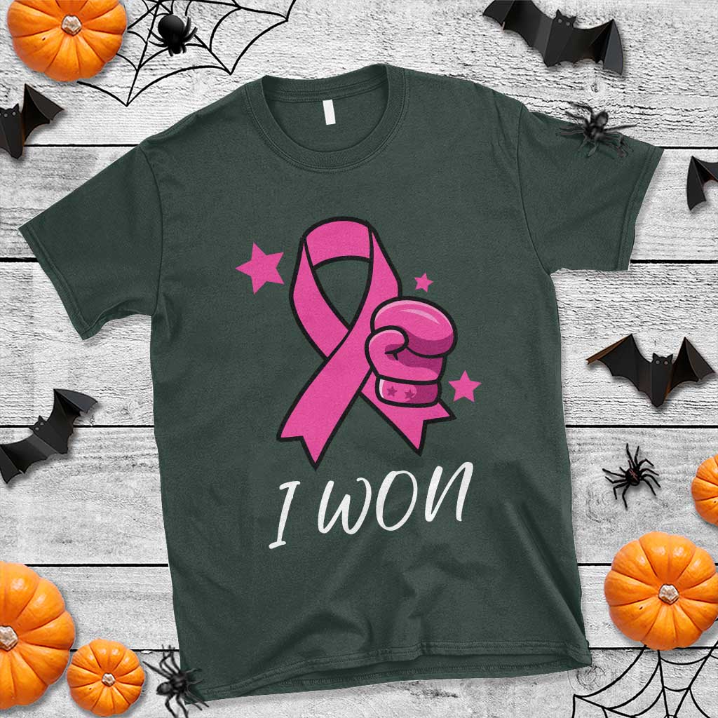 Pink Ribbon T Shirt I Won Breast Cancer Awareness - Wonder Print Shop