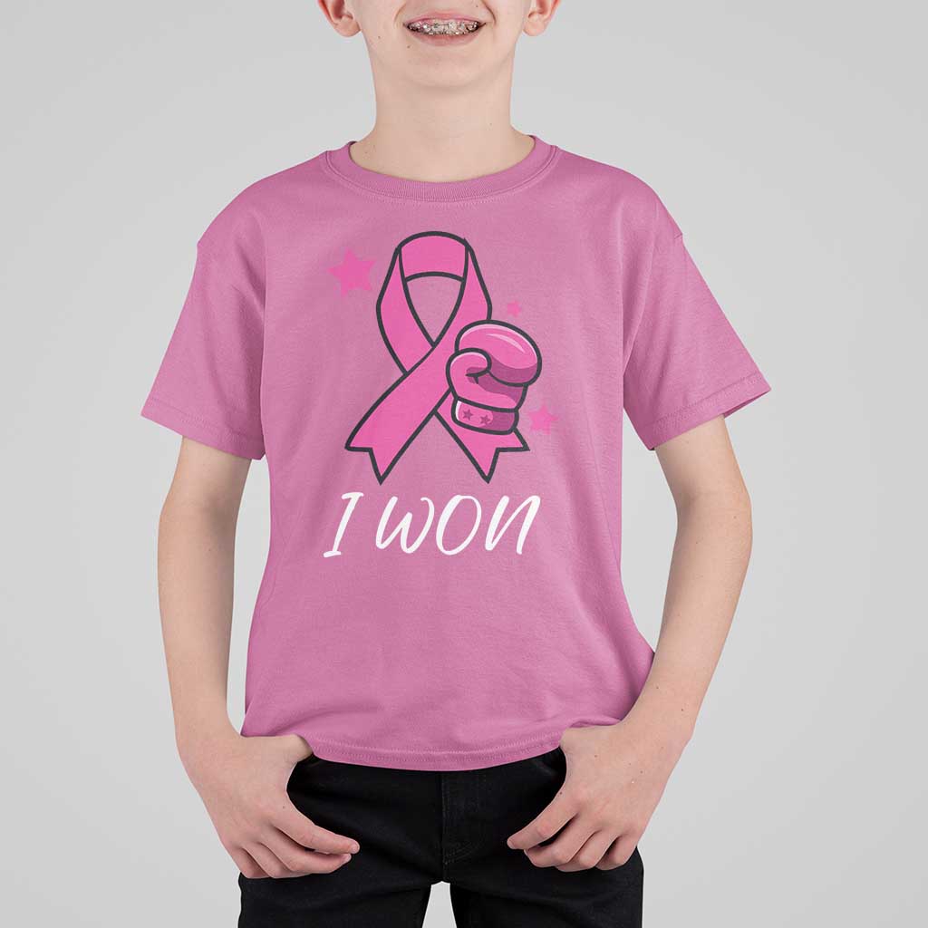 Pink Ribbon T Shirt For Kid I Won Breast Cancer Awareness - Wonder Print Shop