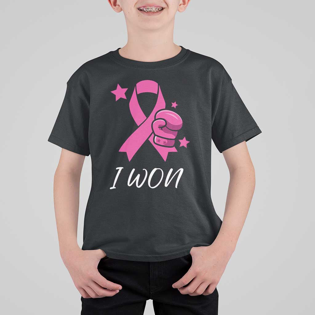 Pink Ribbon T Shirt For Kid I Won Breast Cancer Awareness - Wonder Print Shop