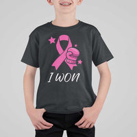 Pink Ribbon T Shirt For Kid I Won Breast Cancer Awareness - Wonder Print Shop