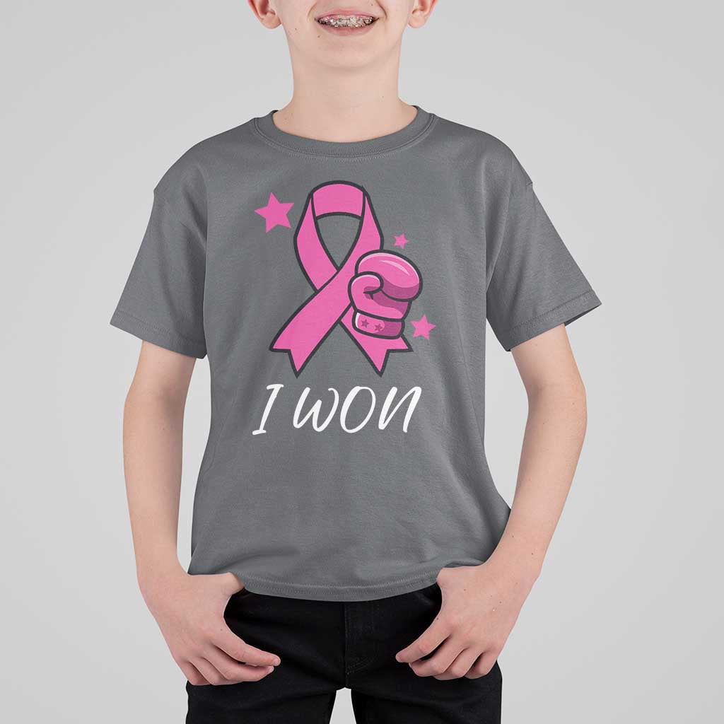 Pink Ribbon T Shirt For Kid I Won Breast Cancer Awareness - Wonder Print Shop