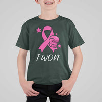 Pink Ribbon T Shirt For Kid I Won Breast Cancer Awareness - Wonder Print Shop