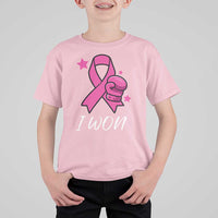 Pink Ribbon T Shirt For Kid I Won Breast Cancer Awareness - Wonder Print Shop