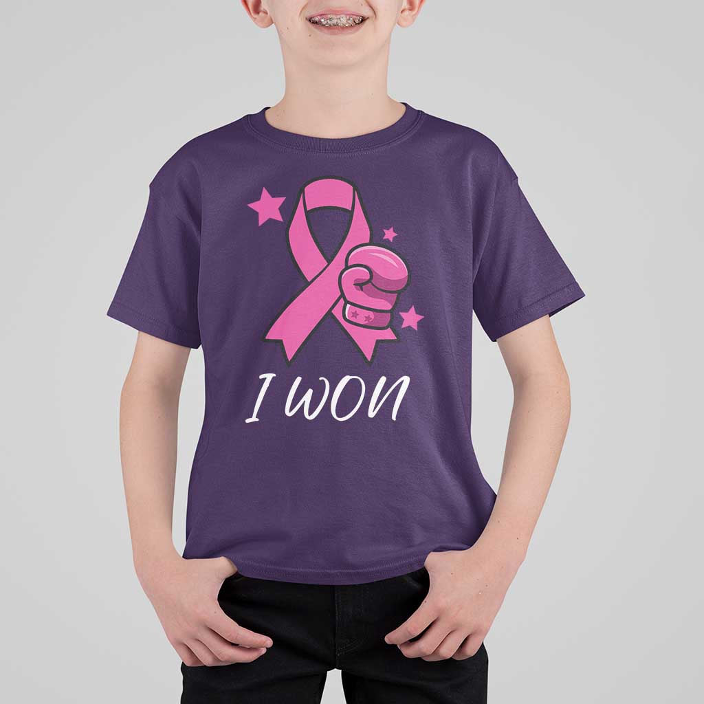Pink Ribbon T Shirt For Kid I Won Breast Cancer Awareness - Wonder Print Shop