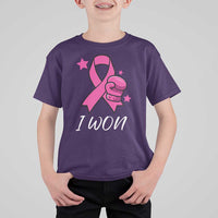 Pink Ribbon T Shirt For Kid I Won Breast Cancer Awareness - Wonder Print Shop