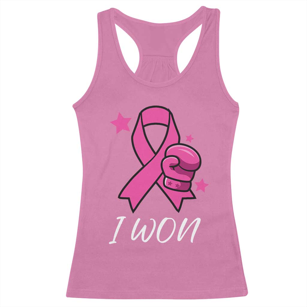 Pink Ribbon Racerback Tank Top I Won Breast Cancer Awareness - Wonder Print Shop