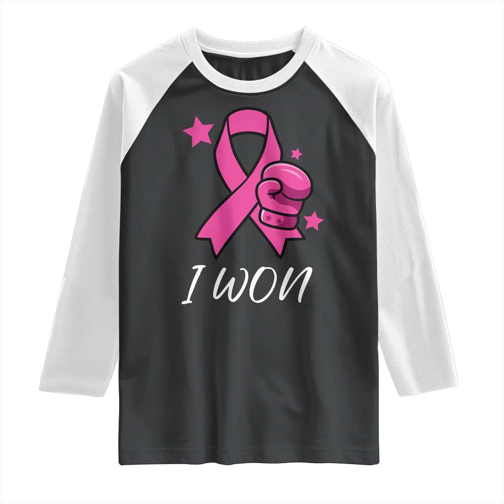 Pink Ribbon Raglan Shirt I Won Breast Cancer Awareness - Wonder Print Shop