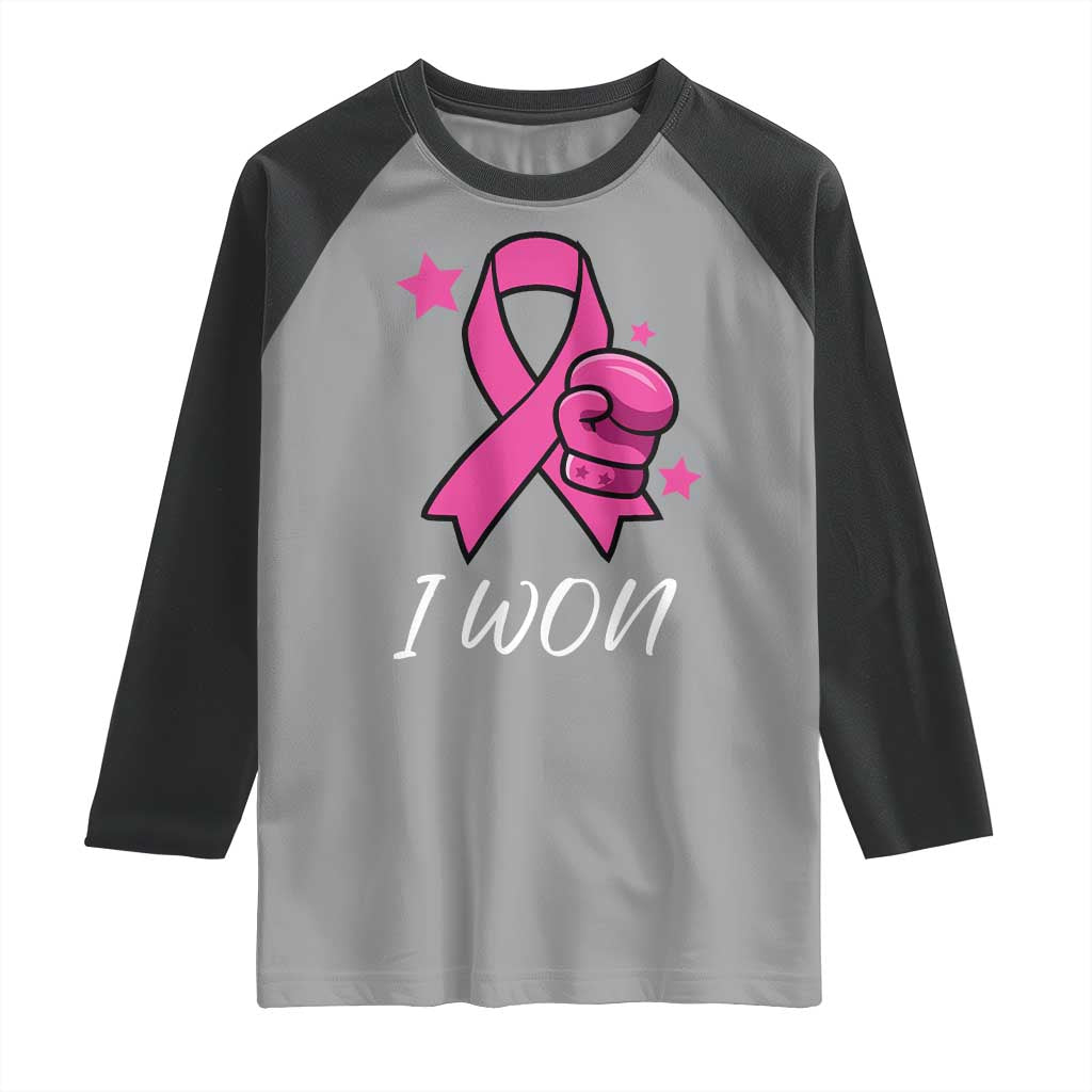Pink Ribbon Raglan Shirt I Won Breast Cancer Awareness - Wonder Print Shop