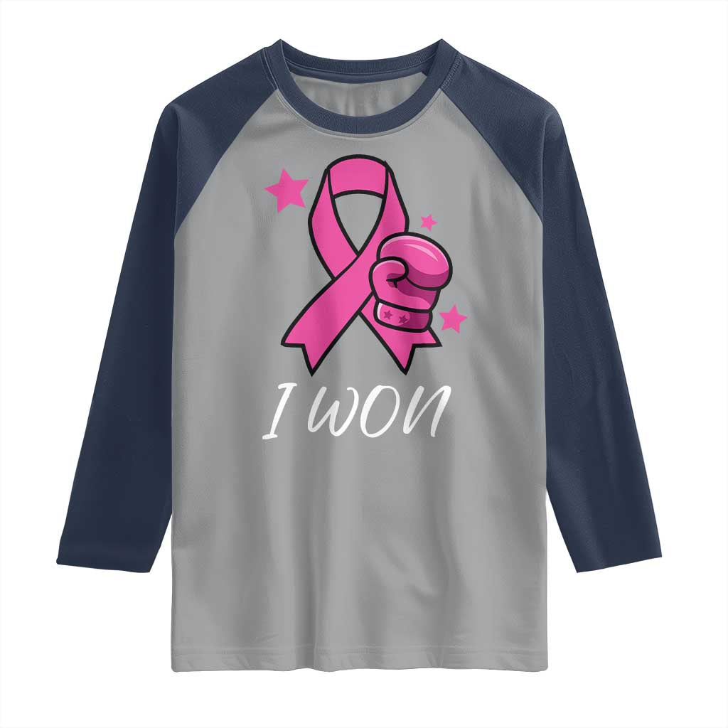 Pink Ribbon Raglan Shirt I Won Breast Cancer Awareness - Wonder Print Shop