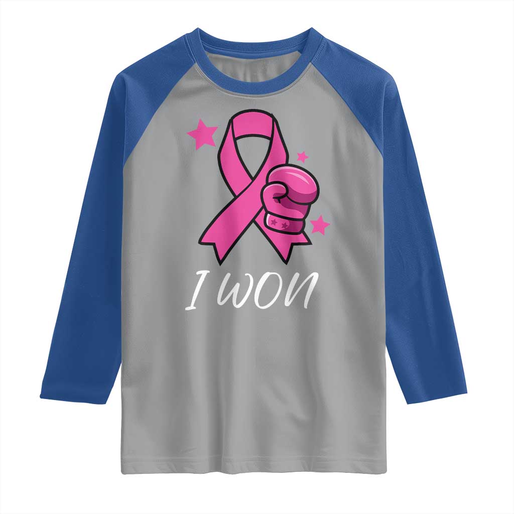 Pink Ribbon Raglan Shirt I Won Breast Cancer Awareness - Wonder Print Shop