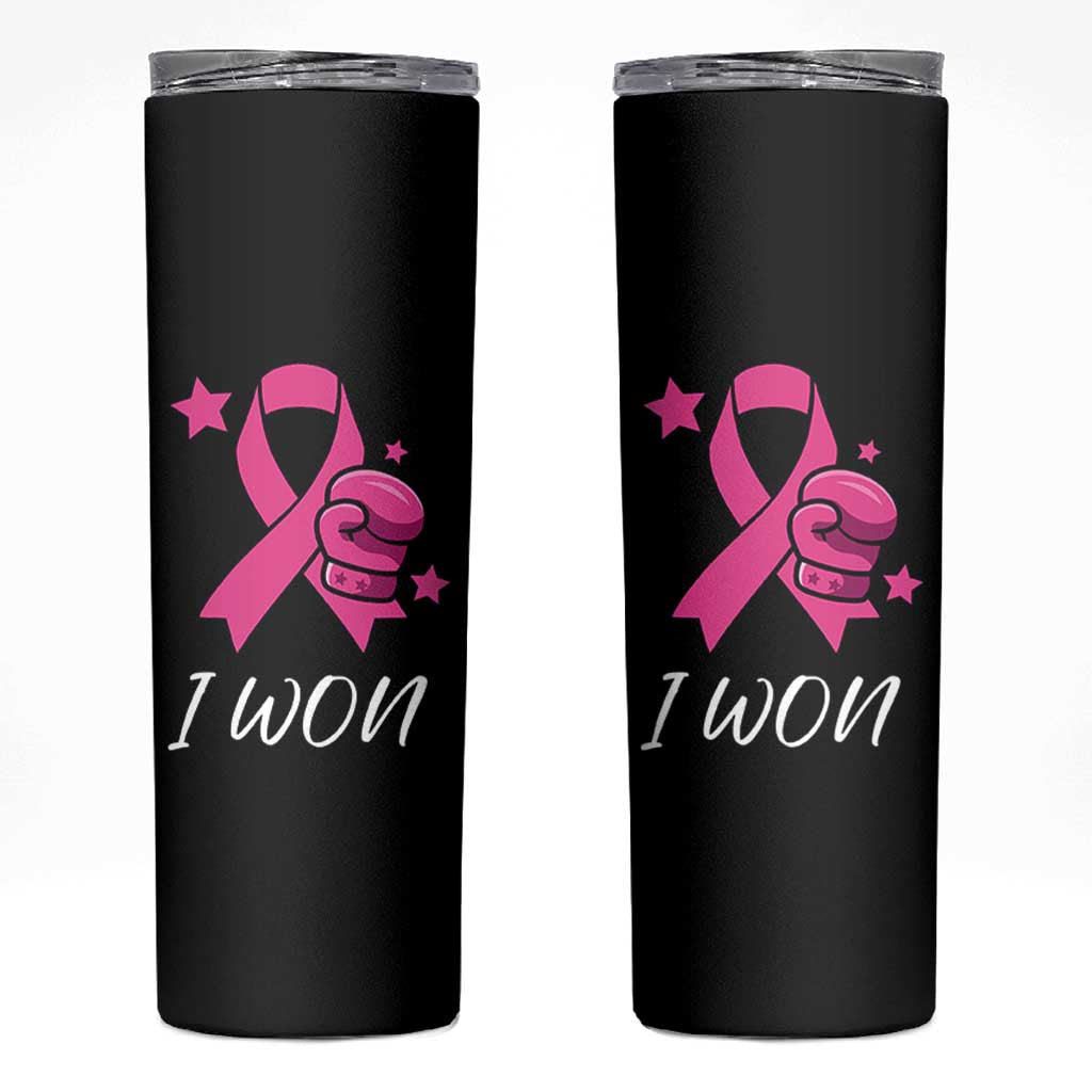 Pink Ribbon Skinny Tumbler I Won Breast Cancer Awareness - Wonder Print Shop