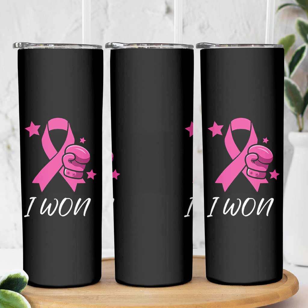 Pink Ribbon Skinny Tumbler I Won Breast Cancer Awareness - Wonder Print Shop
