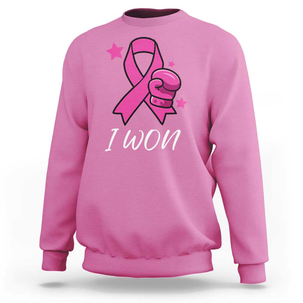 Pink Ribbon Sweatshirt I Won Breast Cancer Awareness - Wonder Print Shop