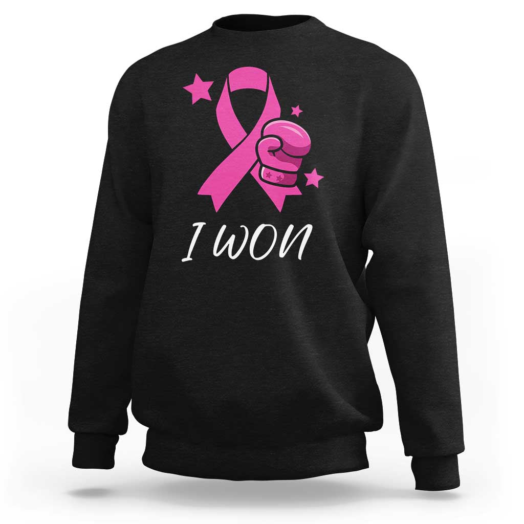 Pink Ribbon Sweatshirt I Won Breast Cancer Awareness - Wonder Print Shop