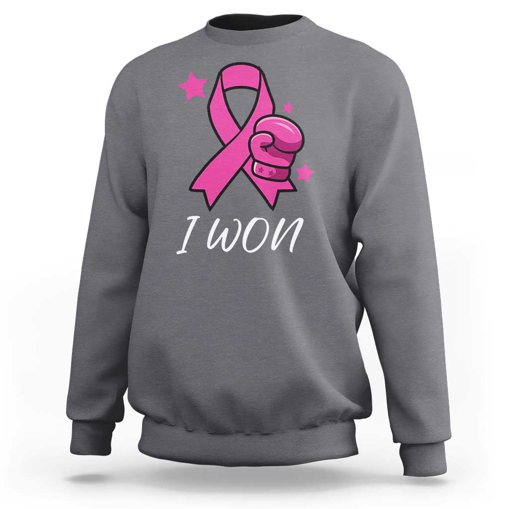 Pink Ribbon Sweatshirt I Won Breast Cancer Awareness - Wonder Print Shop
