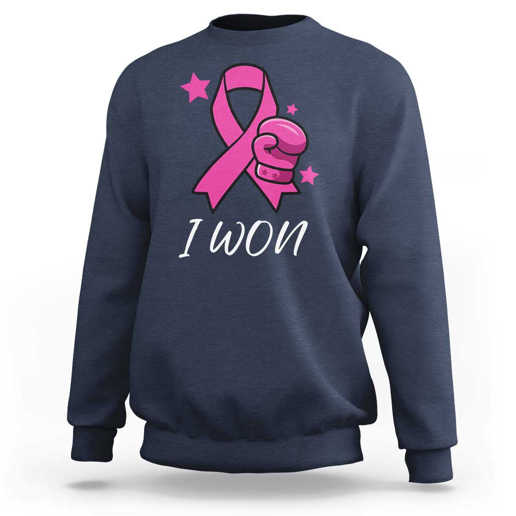 Pink Ribbon Sweatshirt I Won Breast Cancer Awareness - Wonder Print Shop
