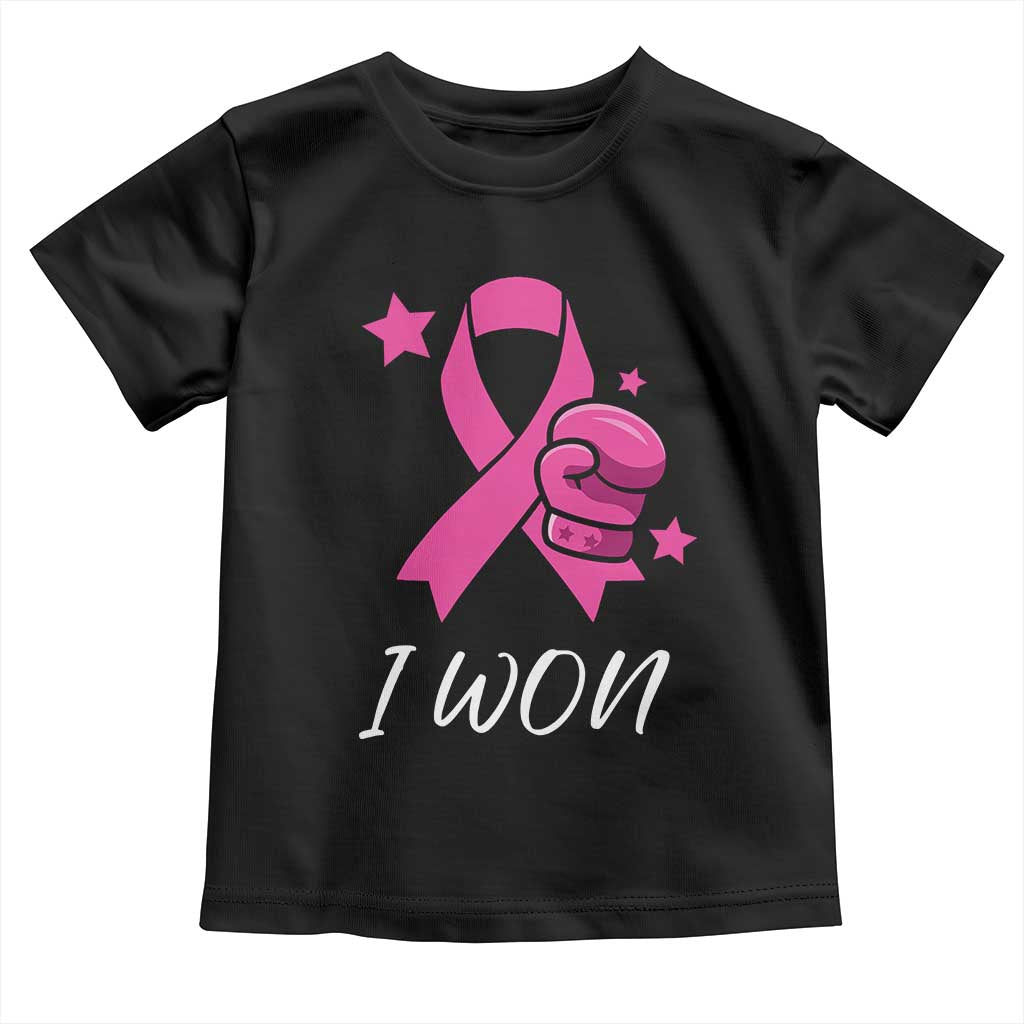 Pink Ribbon Toddler T Shirt I Won Breast Cancer Awareness - Wonder Print Shop
