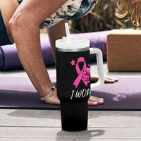 Pink Ribbon Tumbler With Handle I Won Breast Cancer Awareness - Wonder Print Shop