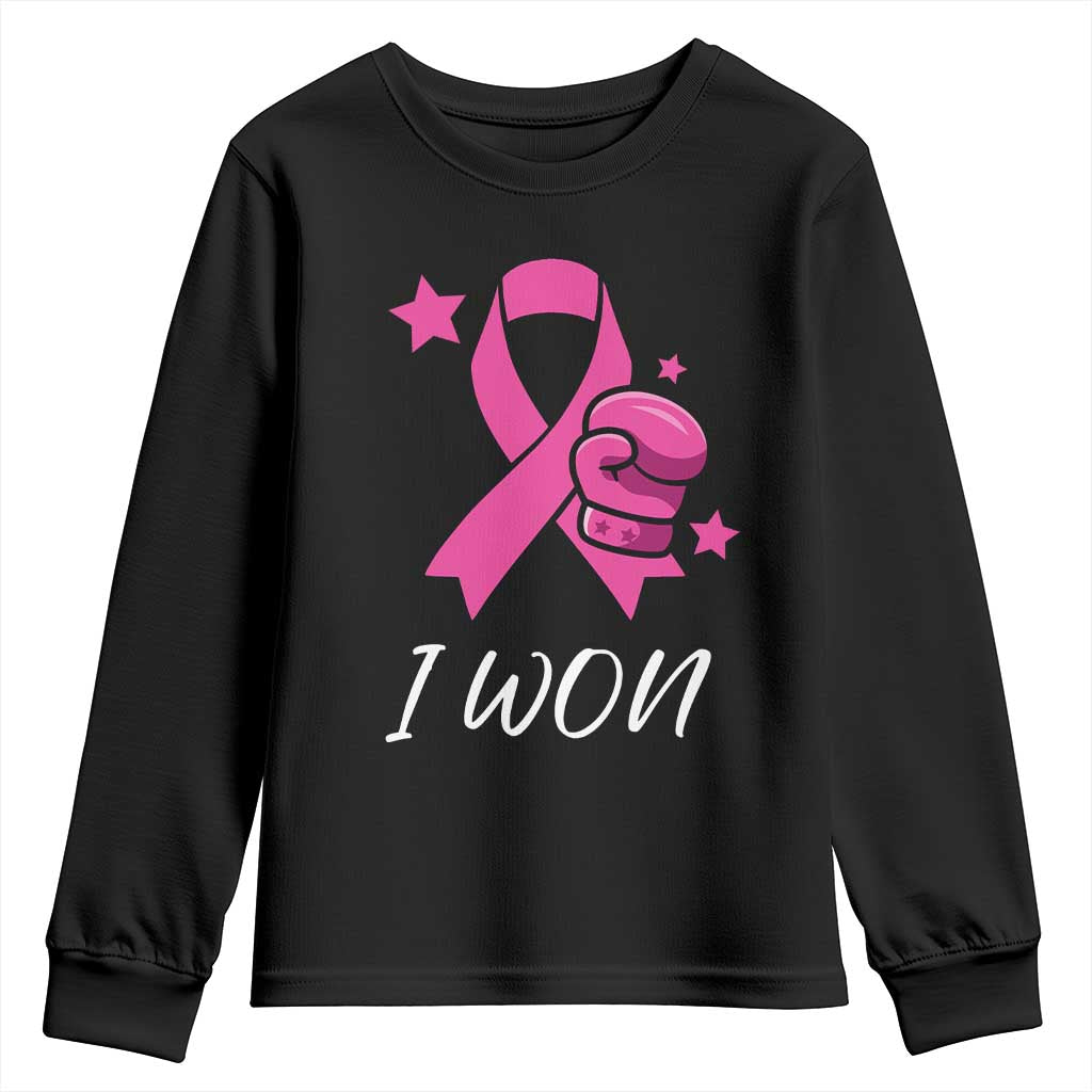 Pink Ribbon Youth Sweatshirt I Won Breast Cancer Awareness - Wonder Print Shop