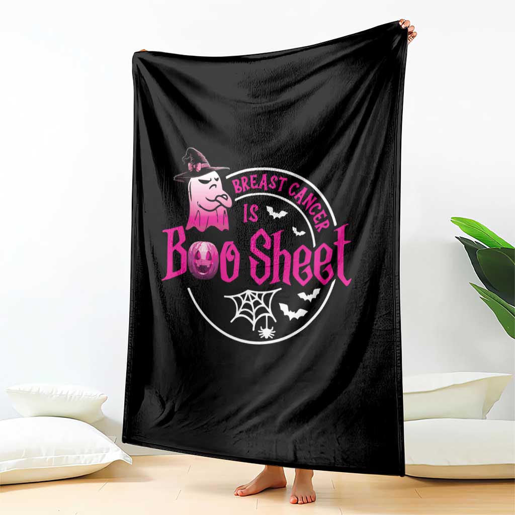 Breast Cancer Is Boo Sheet Throw Blanket October Ghost Pink Ribbon - Wonder Print Shop