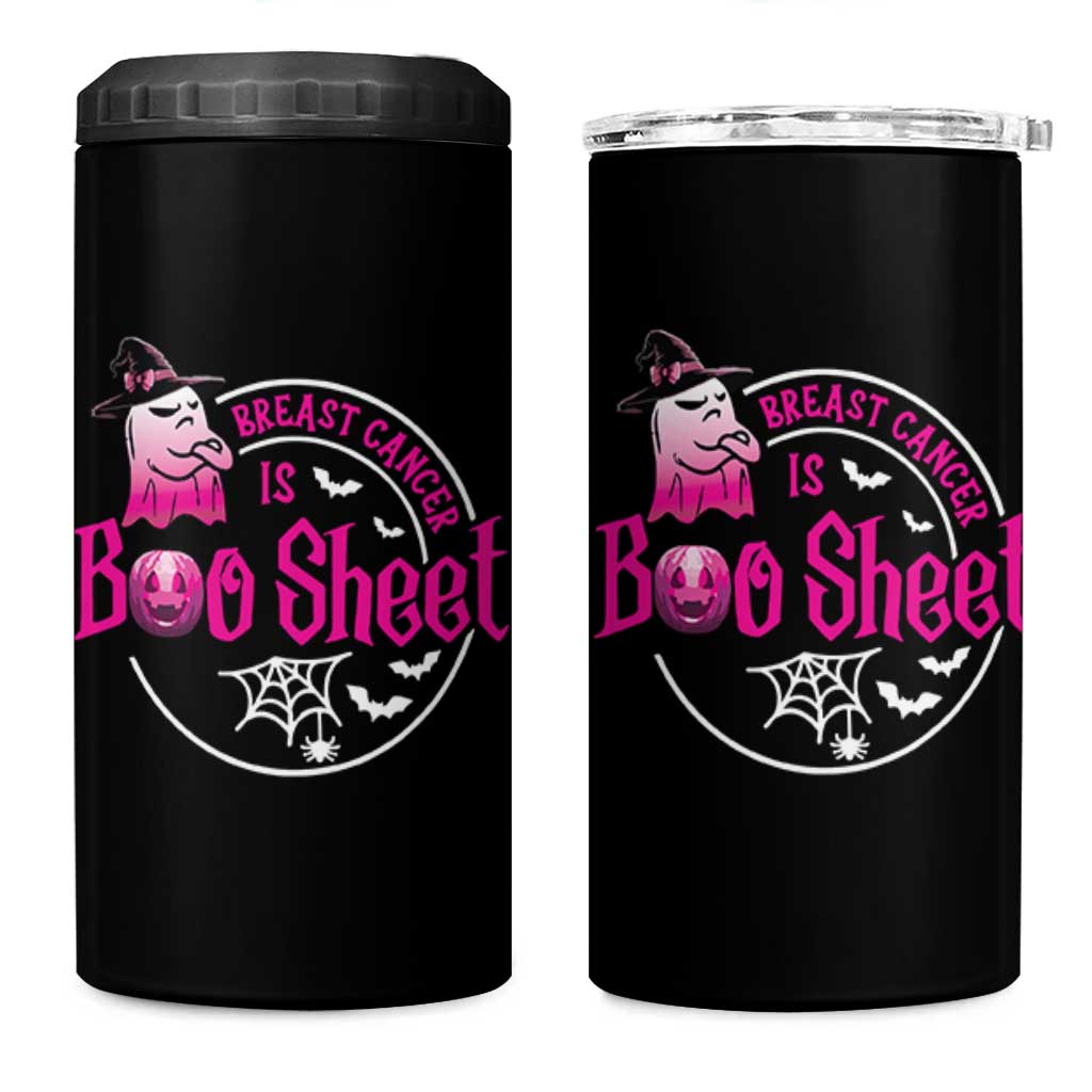 Breast Cancer Is Boo Sheet 4 in 1 Can Cooler Tumbler October Ghost Pink Ribbon - Wonder Print Shop