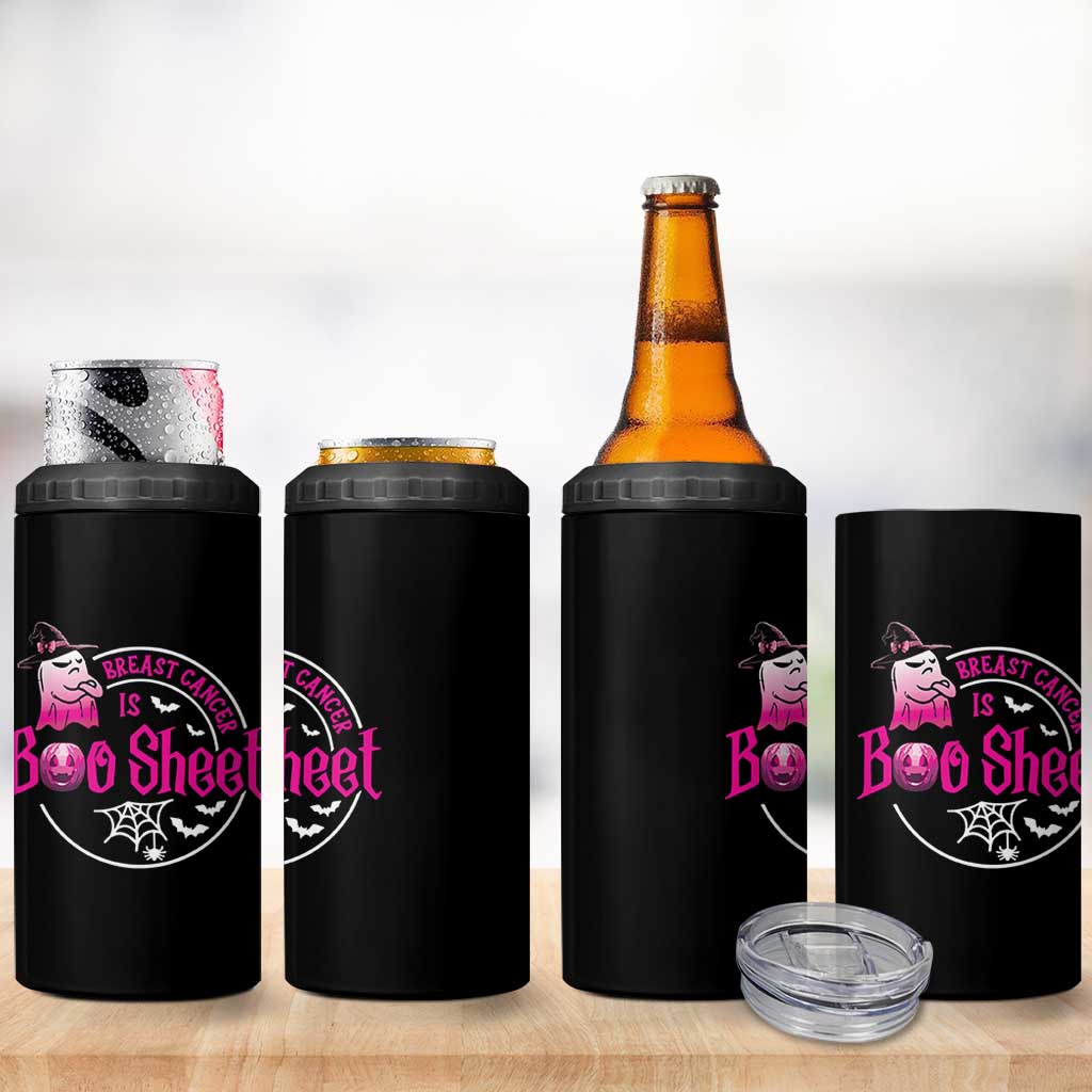 Breast Cancer Is Boo Sheet 4 in 1 Can Cooler Tumbler October Ghost Pink Ribbon - Wonder Print Shop